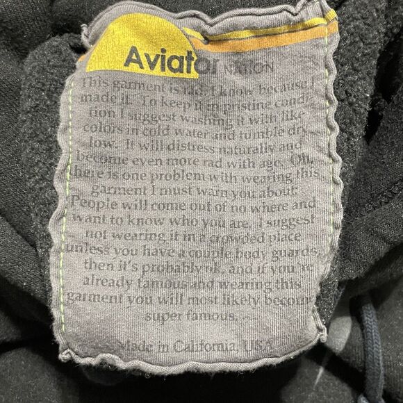 Aviator Nation Sweatshirt Women Large Black Lightning Bolt Hoodie USA Adult RARE - Picture 4 of 8